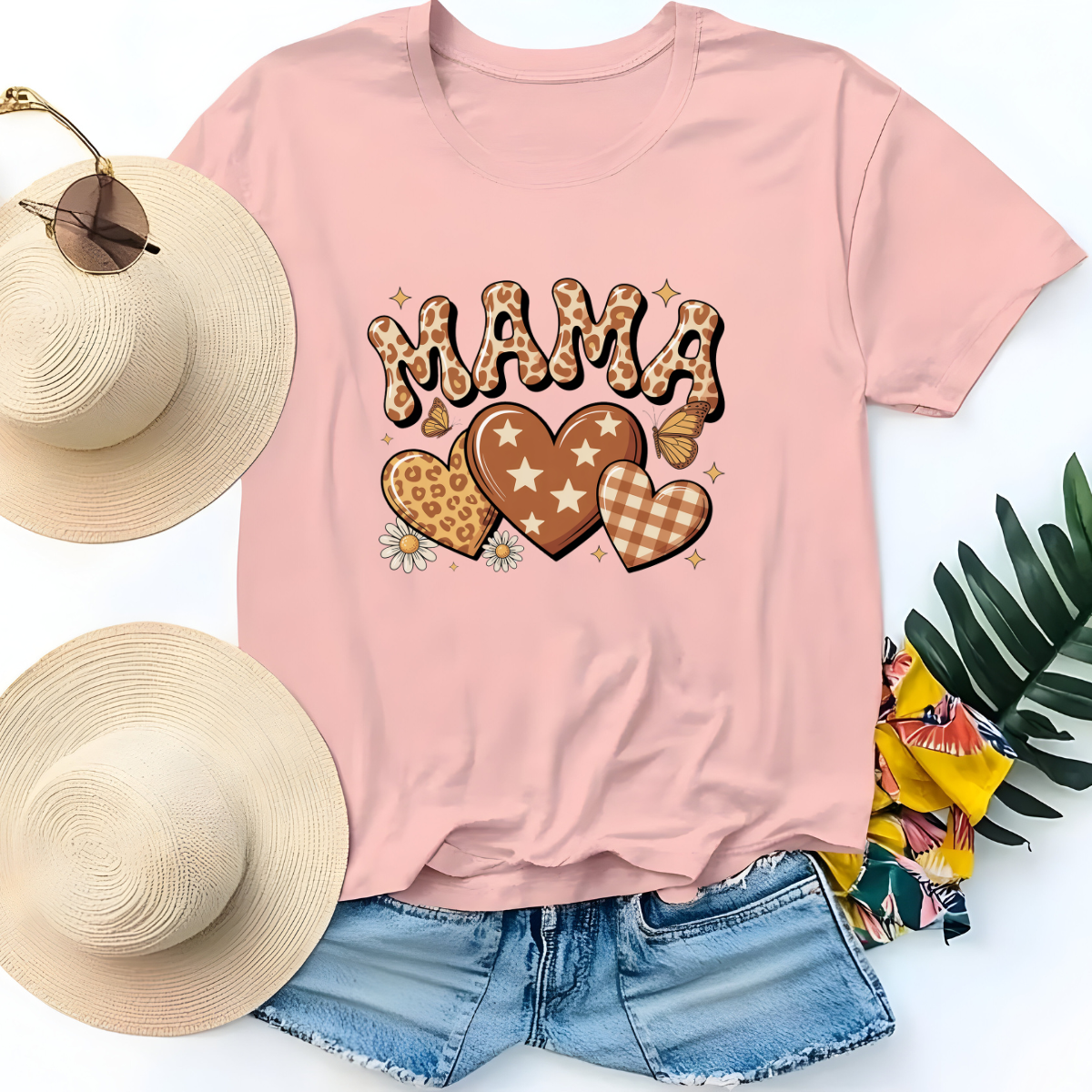 Leopard Print Mama Graphic Tee – Trendy Boho Mom Shirt