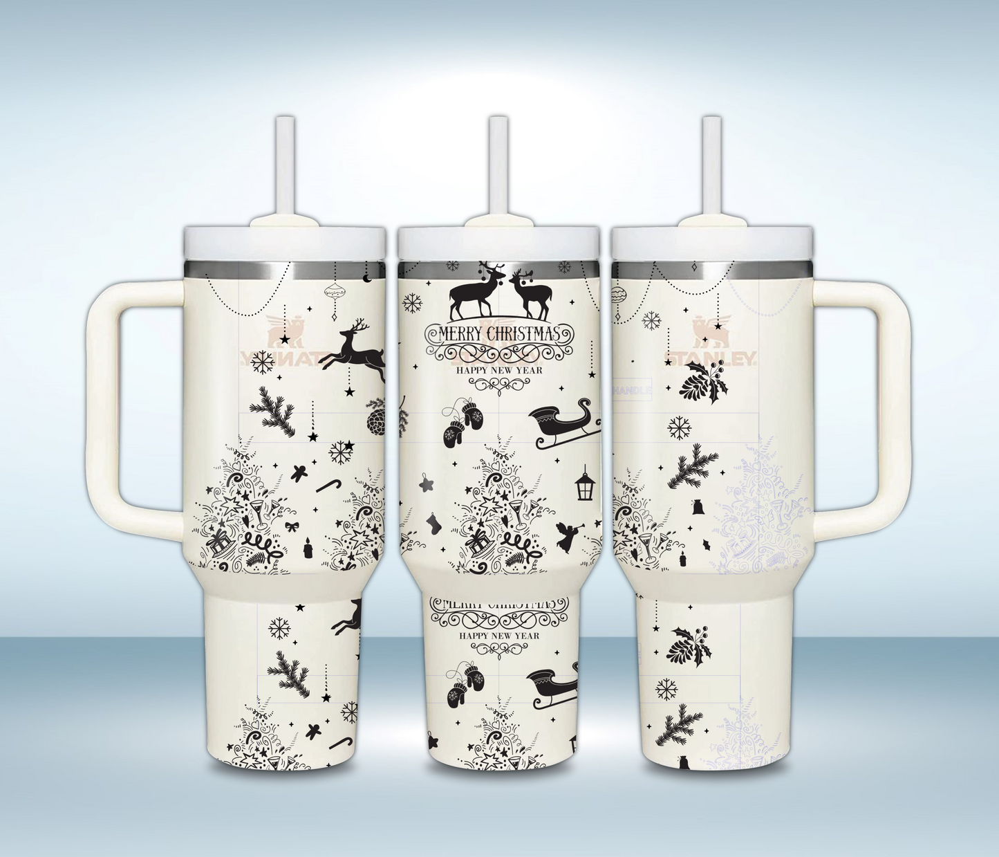 Personalized 40oz Laser Engraved Tumbler – Custom Stainless Steel Insulated Travel Mug with Handle & Straw – Gift for Her or Him