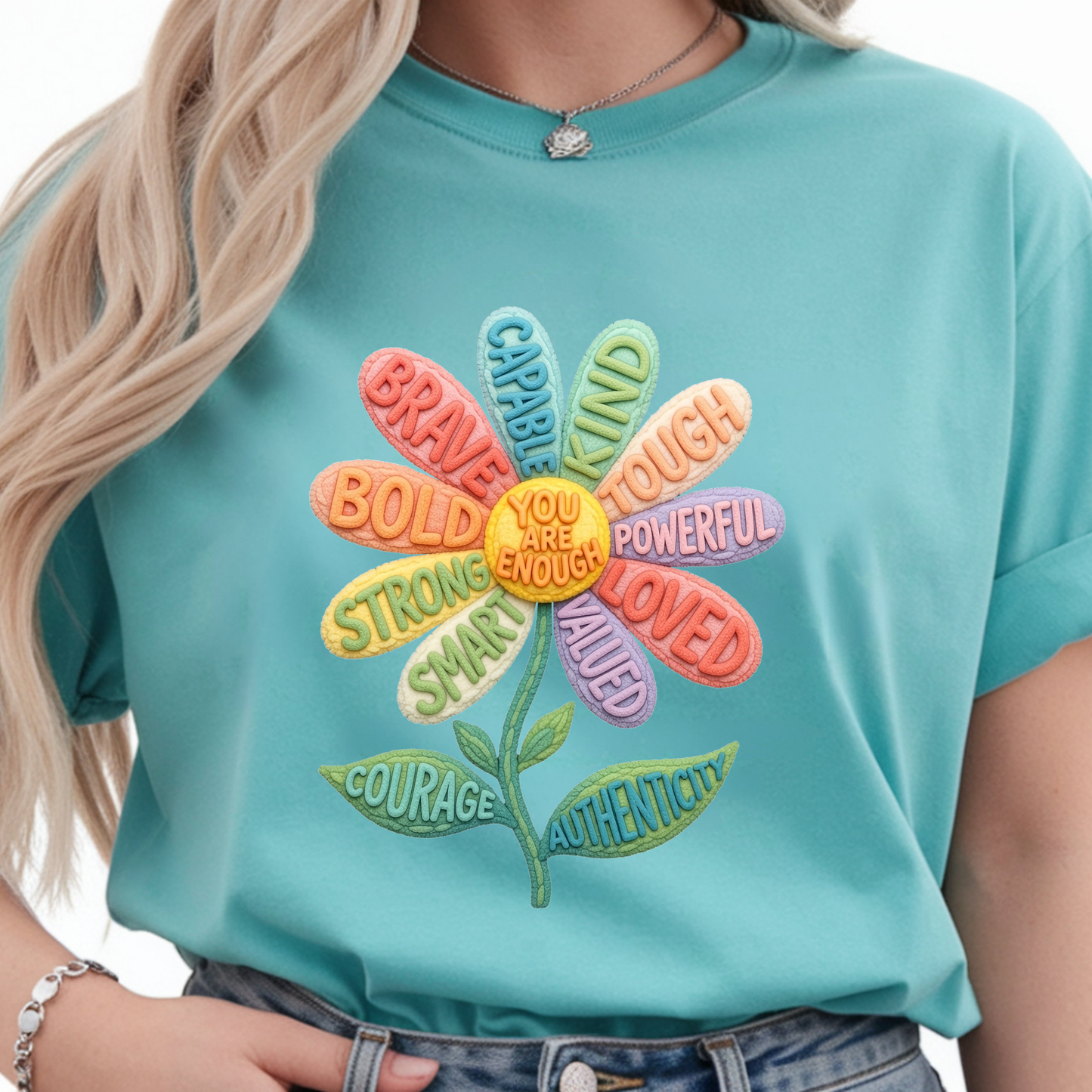 You Are Enough Inspirational Flower Graphic Tee