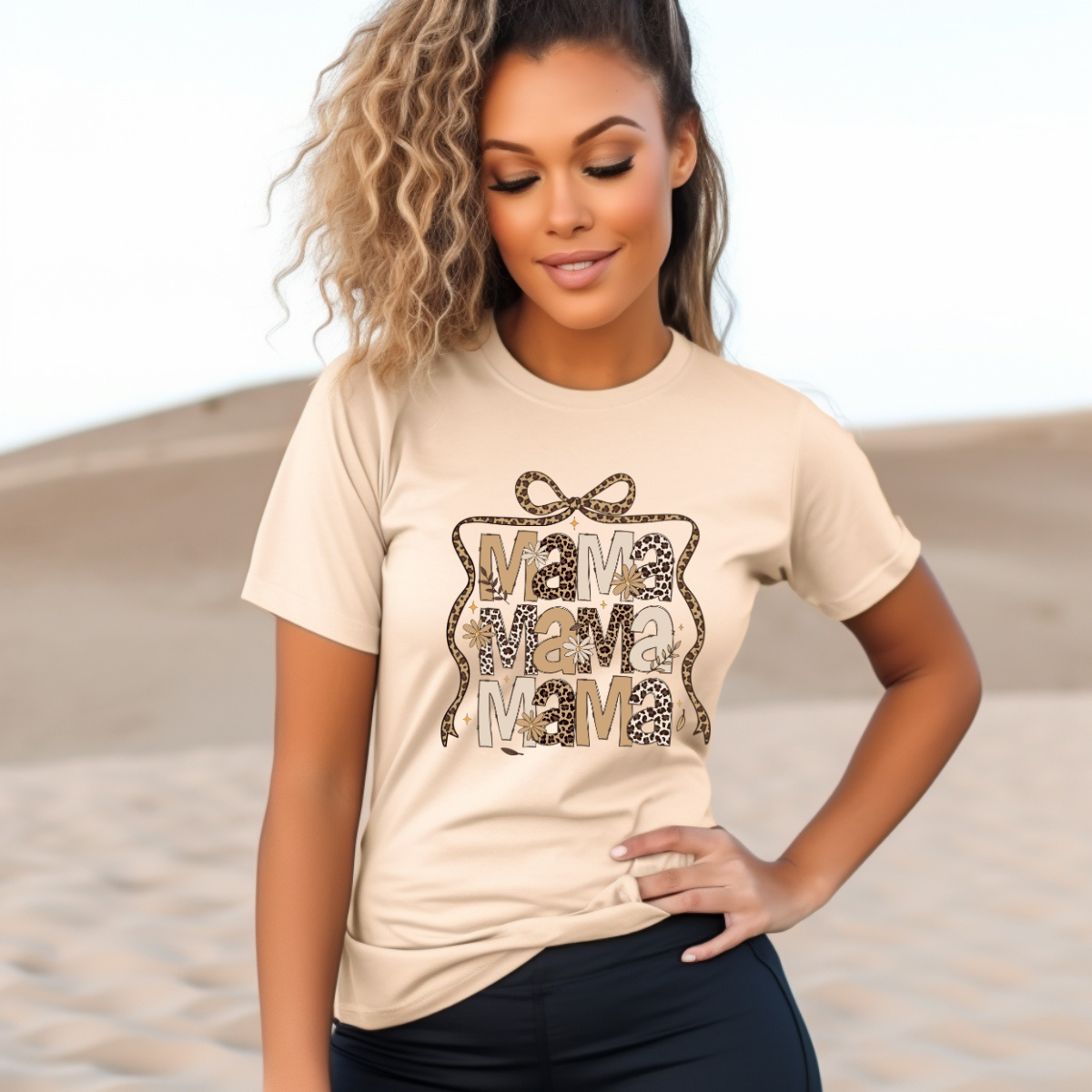 Neutral Leopard Mama Graphic Tee – Trendy Boutique Mom Shirt