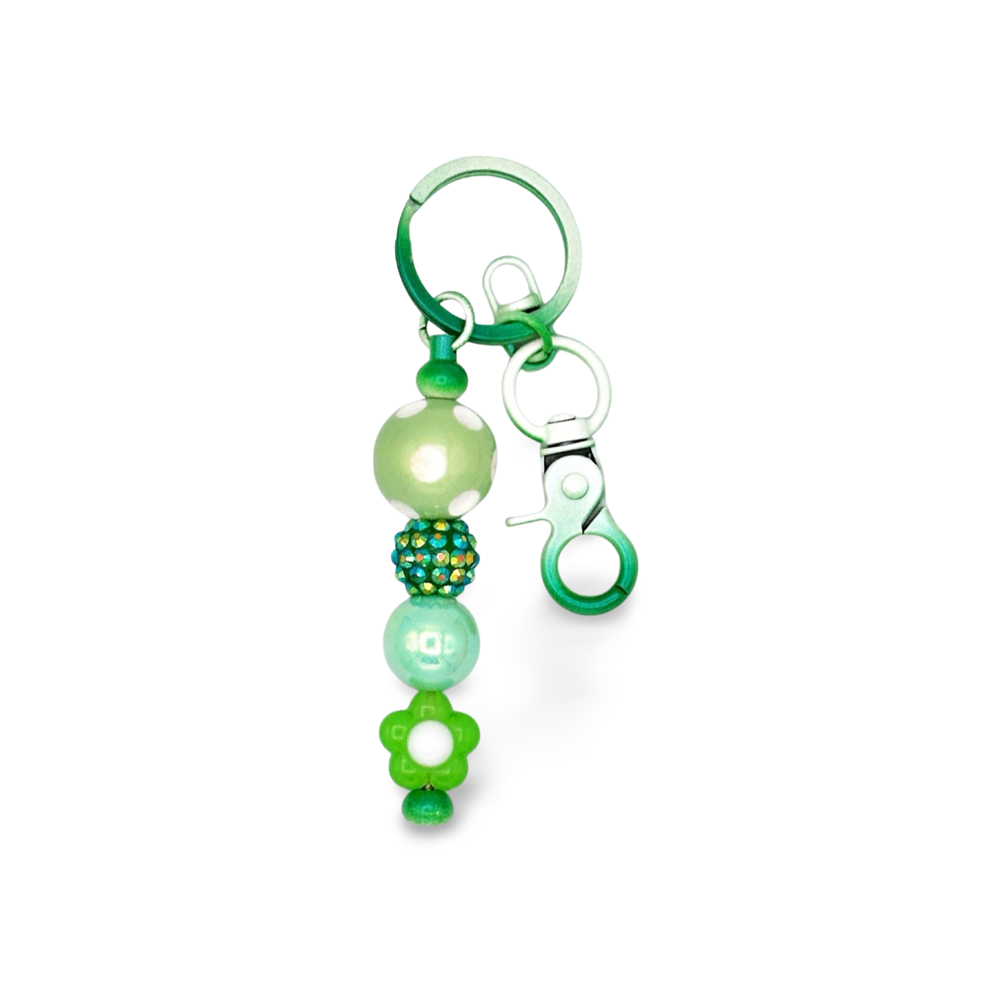 Bejeweled Green Beaded Keychain