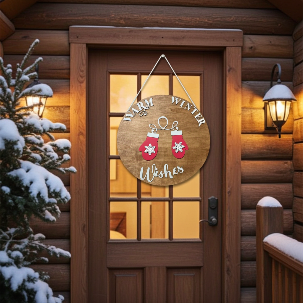 Warm Winter Wishes Door Sign