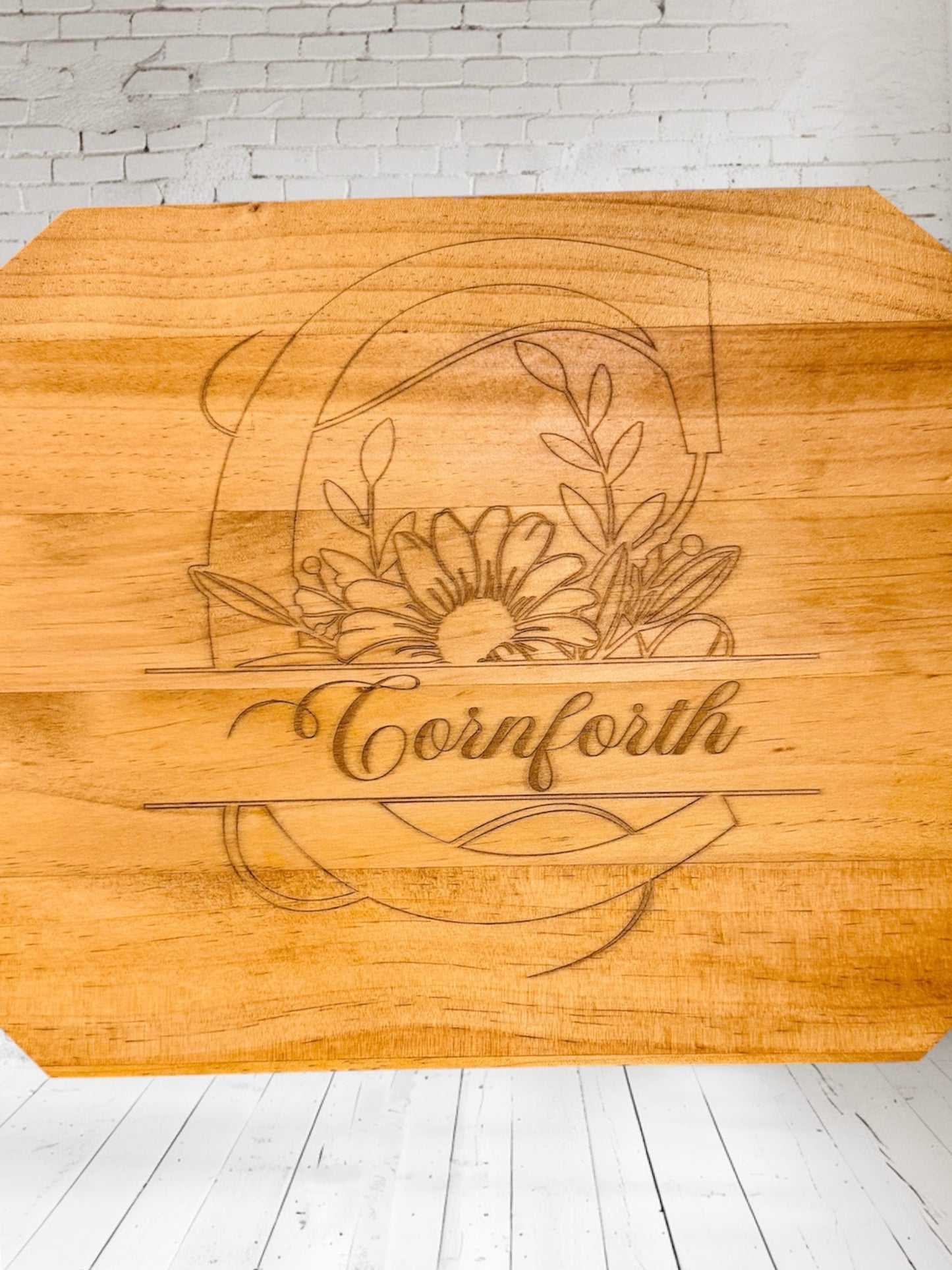 Personalized Engraved Charcuterie Board – Custom Floral Monogram Gift