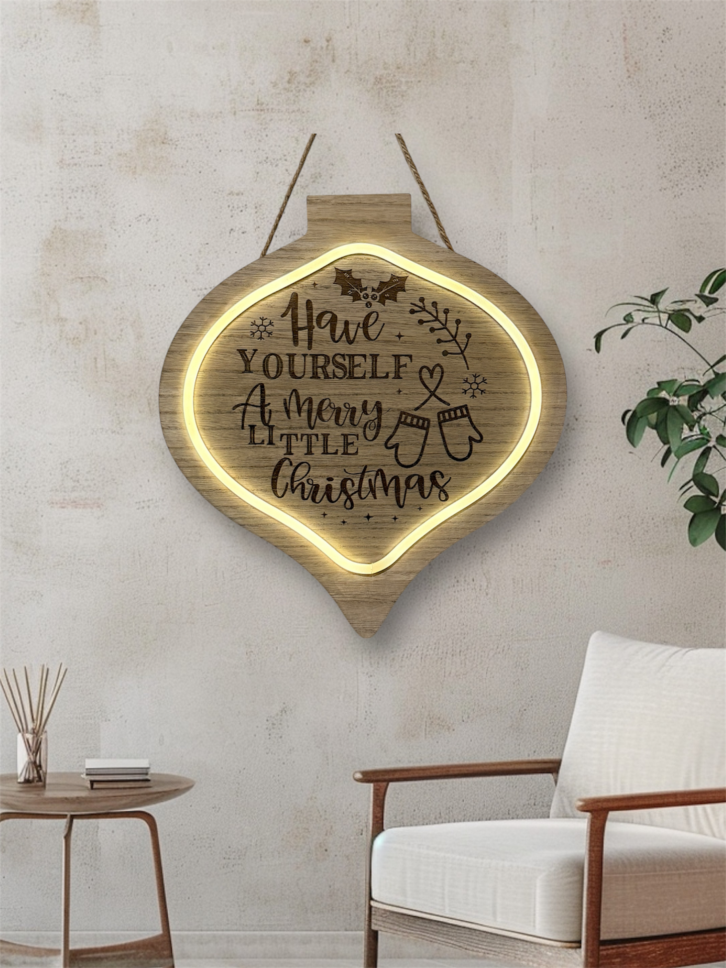 🎄 “Have Yourself a Merry Little Christmas” Lighted Wood Ornament Sign