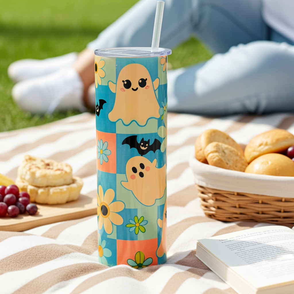 π» 30oz Sublimated Tumbler β Ghosts, Bats & Daisies Design