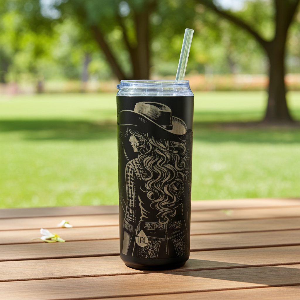 Laser Engraved Cowgirl Tumbler