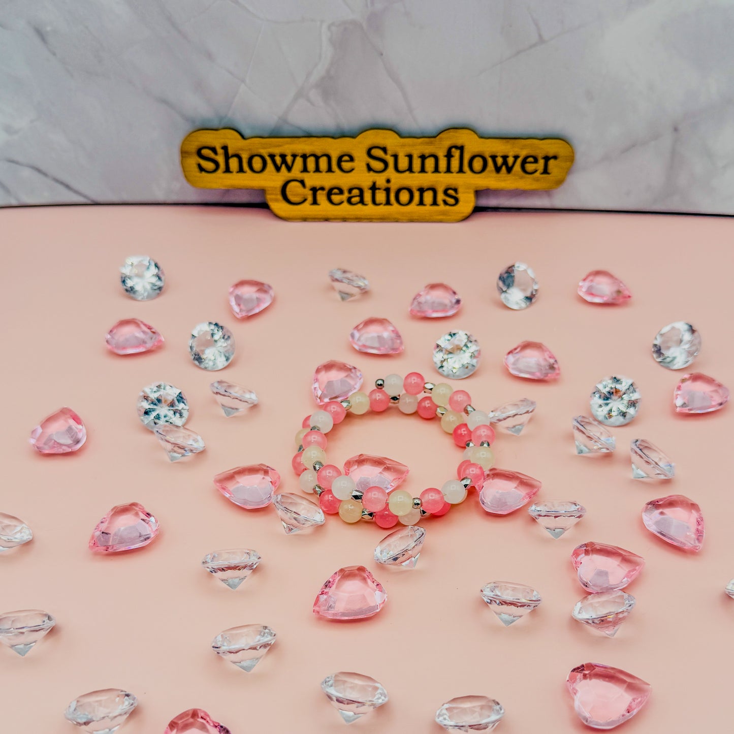 Pink & White Beaded Coil Bracelet - Elegant & Versatile