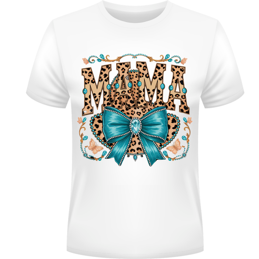Western Mama Leopard Bow Graphic Tee – Trendy Cowgirl Mama Shirt