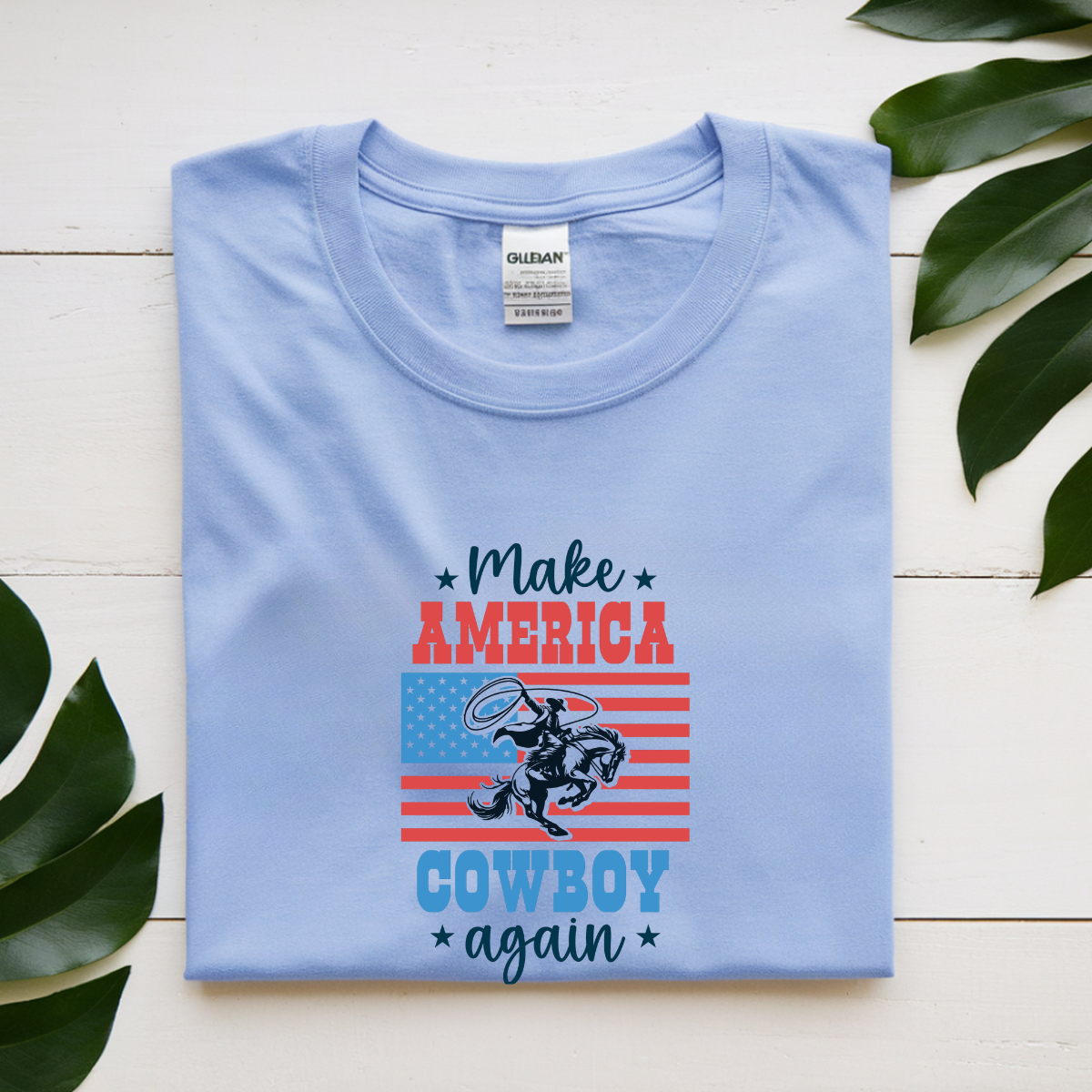 Make America Cowboy Again Patriotic Graphic Tee – Western Fourth of July Shirt