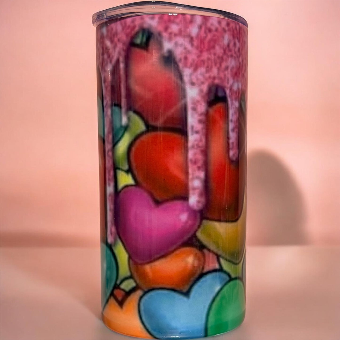 Colorful Heart Stainless Steel Tumbler – 12oz Insulated Skinny Cup