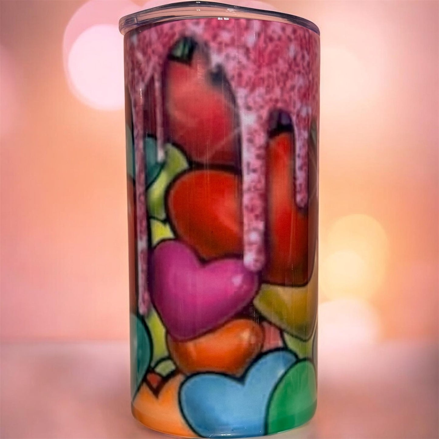Colorful Heart Stainless Steel Tumbler – 12oz Insulated Skinny Cup