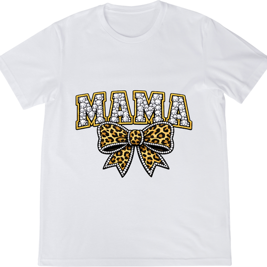 Mama Leopard Bow Graphic Tee