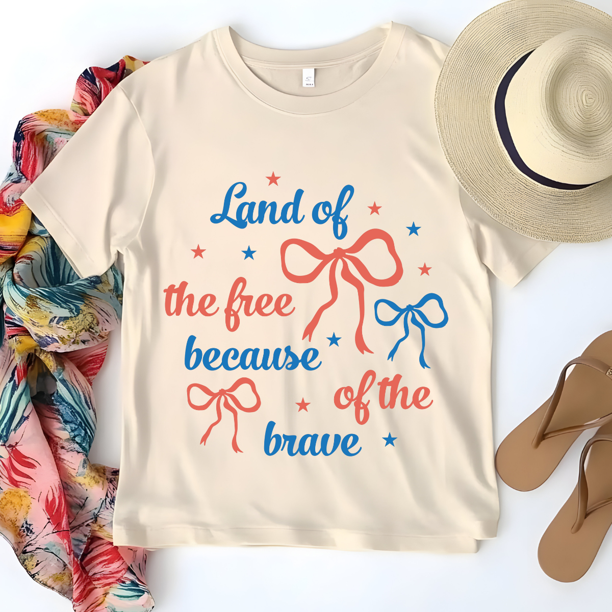 Land of the Free Because of the Brave Patriotic Graphic Tee 🇺🇸