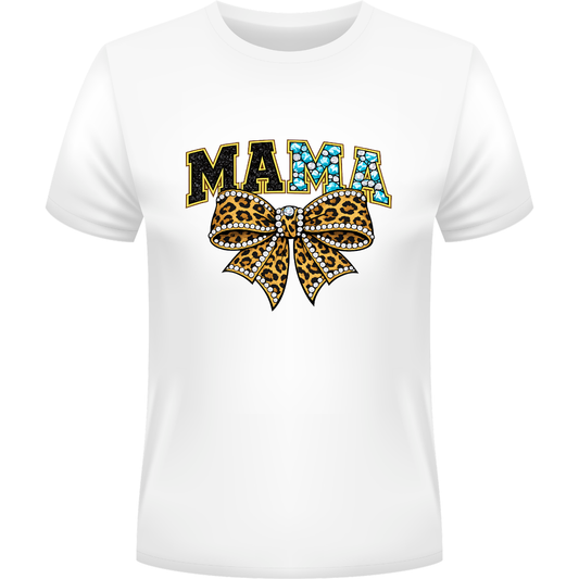 Mama Turquoise & Leopard Bow Graphic Tee