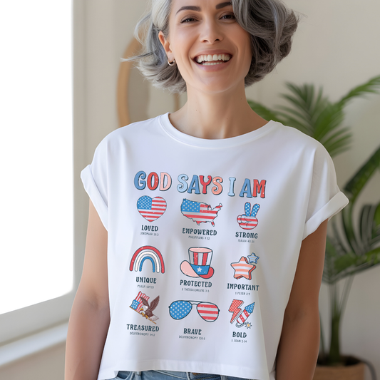 God Says I Am Patriotic Christian Graphic Tee 🇺🇸✝️