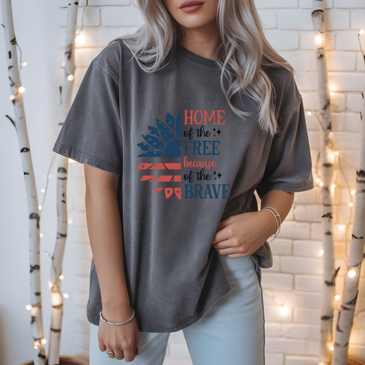 Home of the Free Because of the Brave Patriotic Graphic Tee 🇺🇸