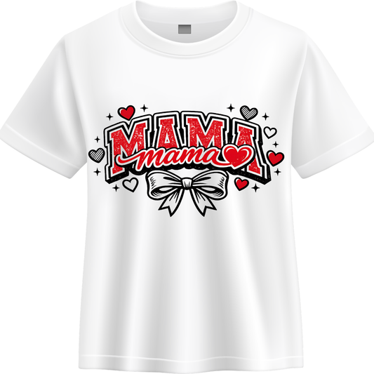 Glitter Mama Heart Bow Graphic Tee