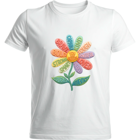 You Are Enough Inspirational Flower Graphic Tee