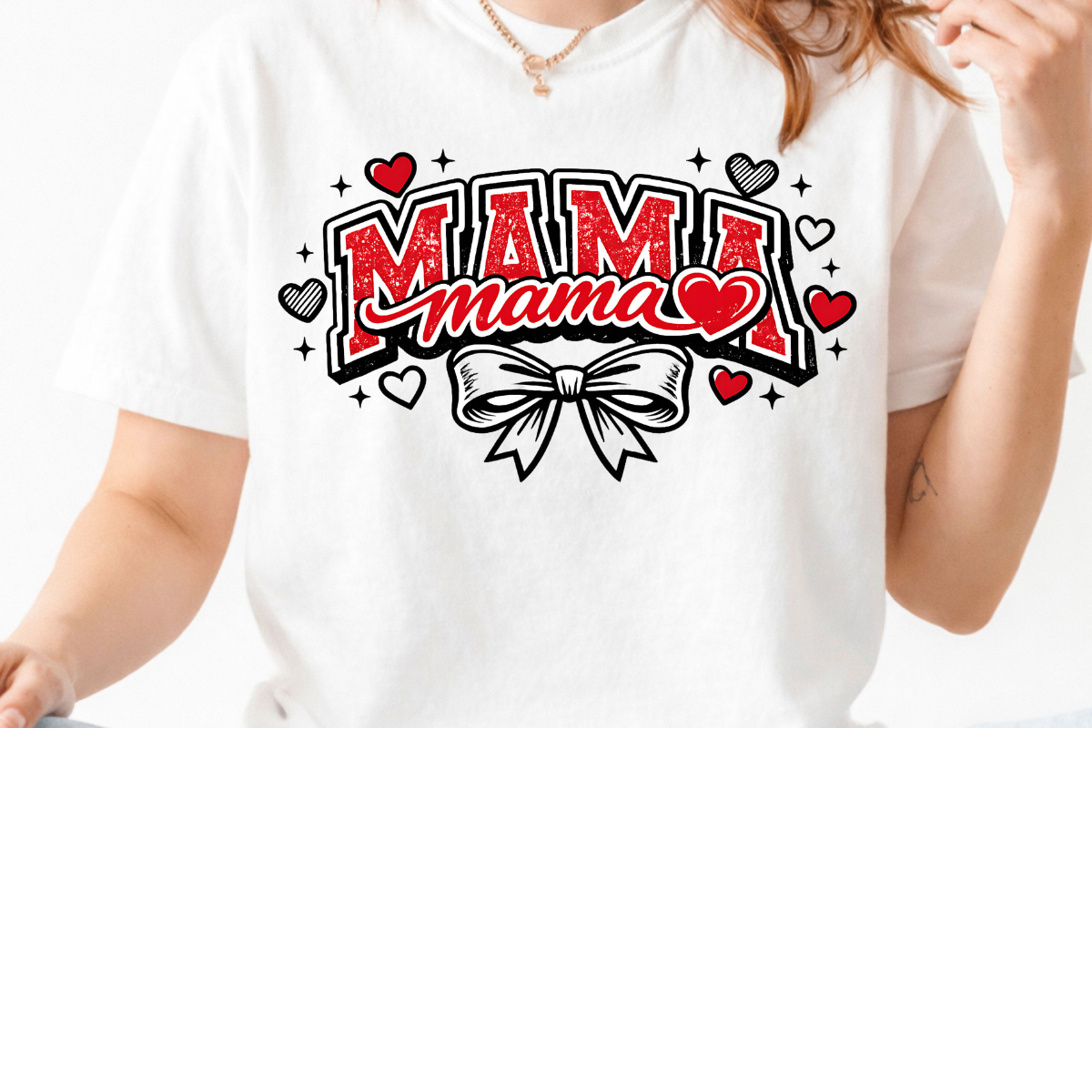Glitter Mama Heart Bow Graphic Tee
