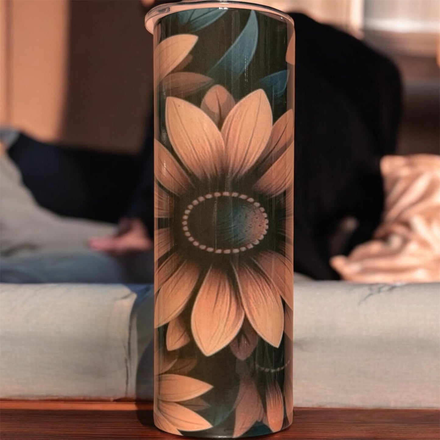 20oz Sunflower Skinny Tumbler – Floral Stainless Steel Insulated Cup