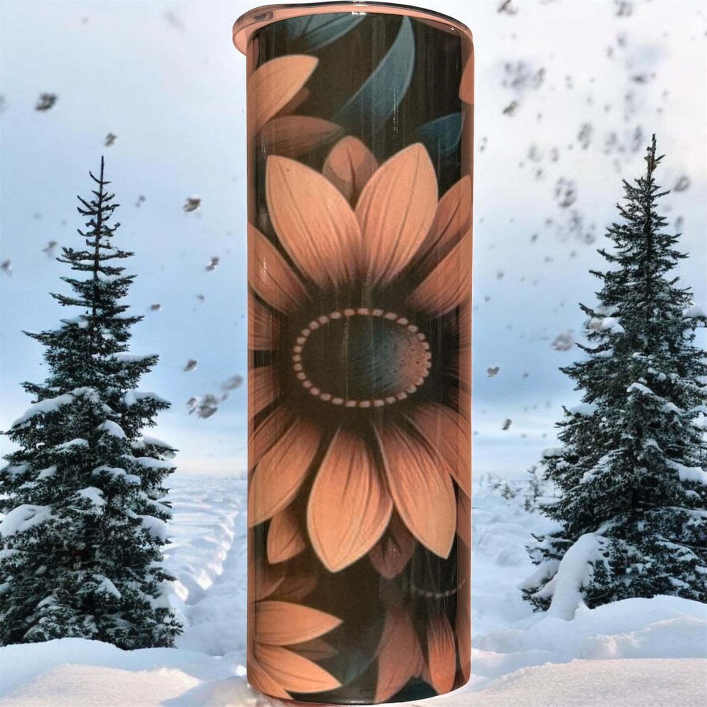 20oz Sunflower Skinny Tumbler – Floral Stainless Steel Insulated Cup