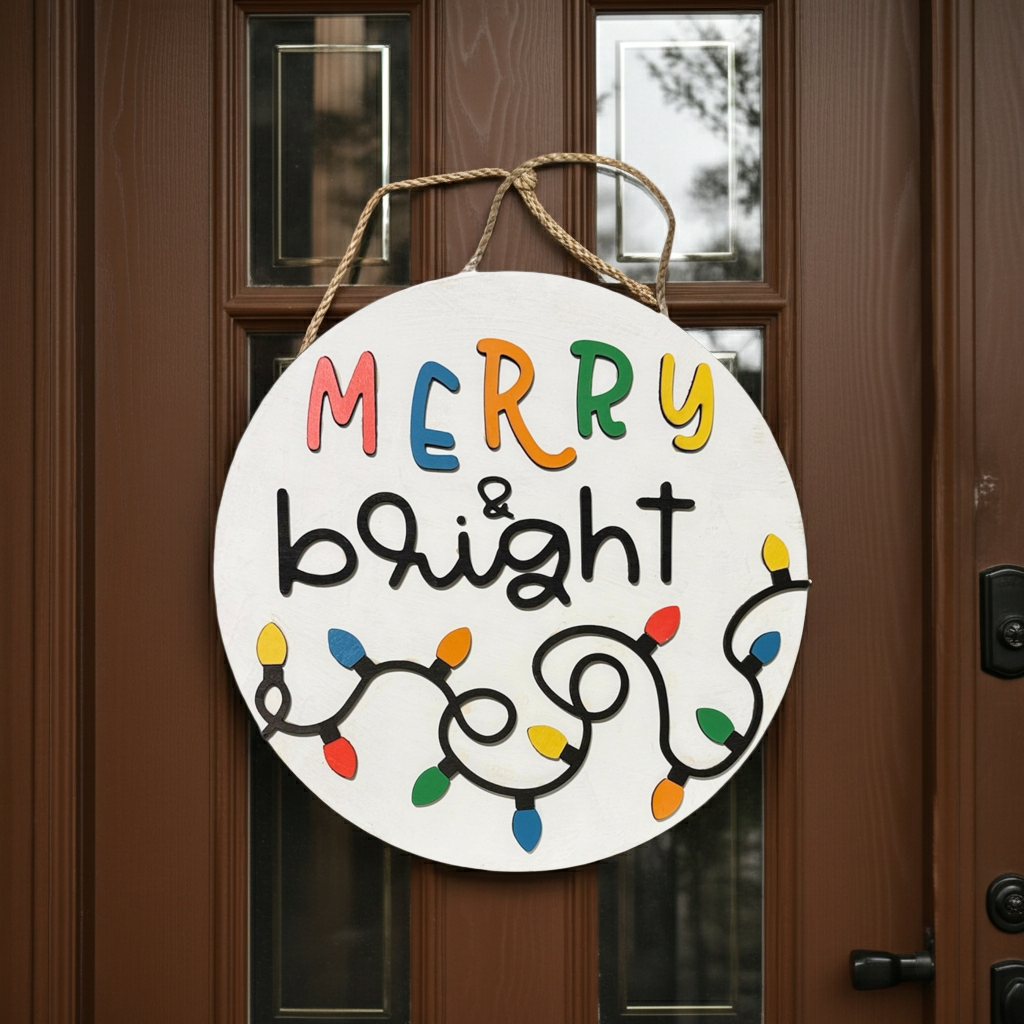 Merry & Bright Christmas Sign