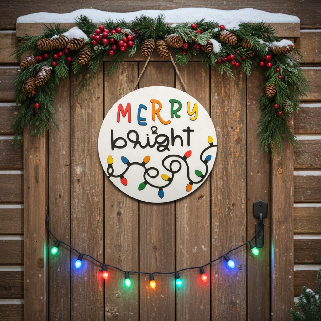 Merry & Bright Christmas Sign
