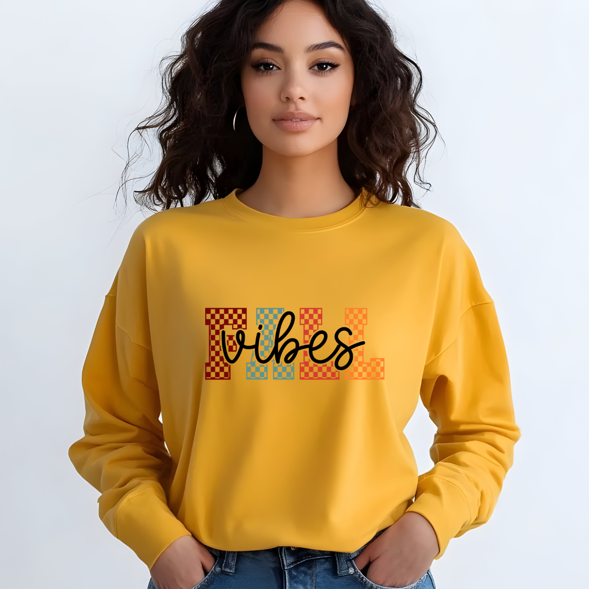 🍁 Fall Vibes Checkerboard Sweatshirt 🍂