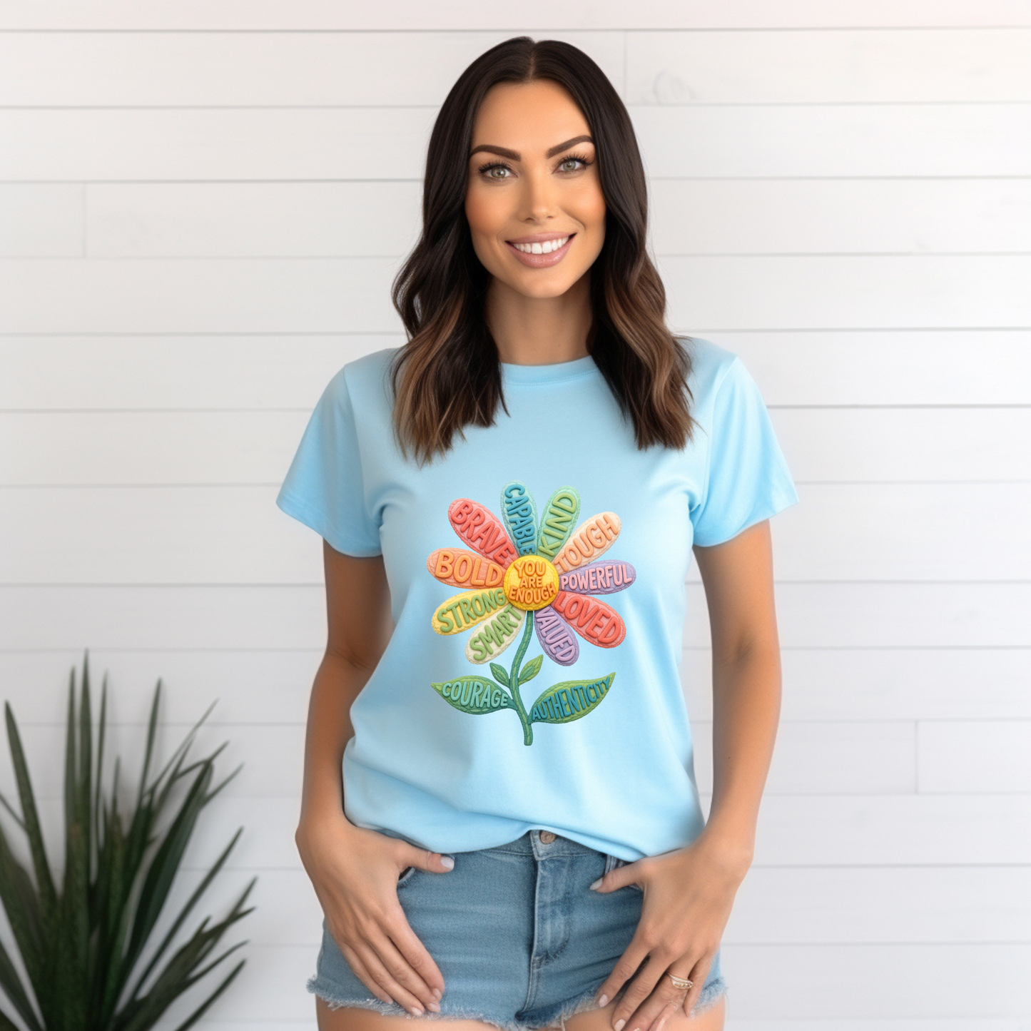 You Are Enough Inspirational Flower Graphic Tee