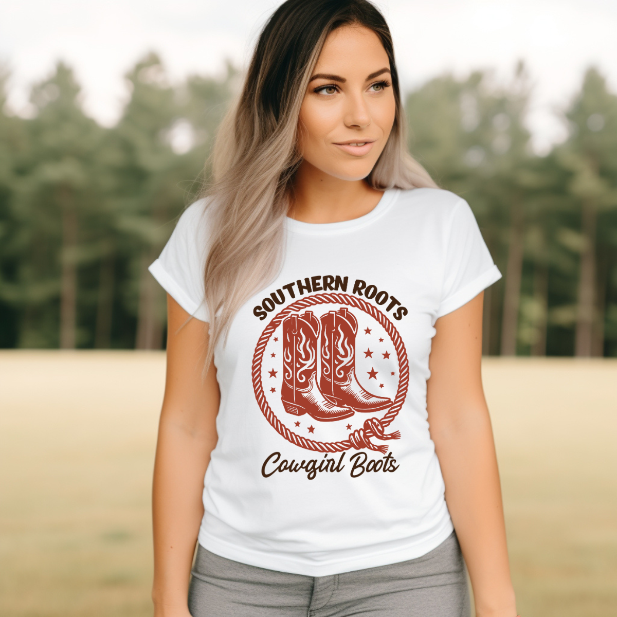 Southern Roots Cowgirl Boots Graphic Tee