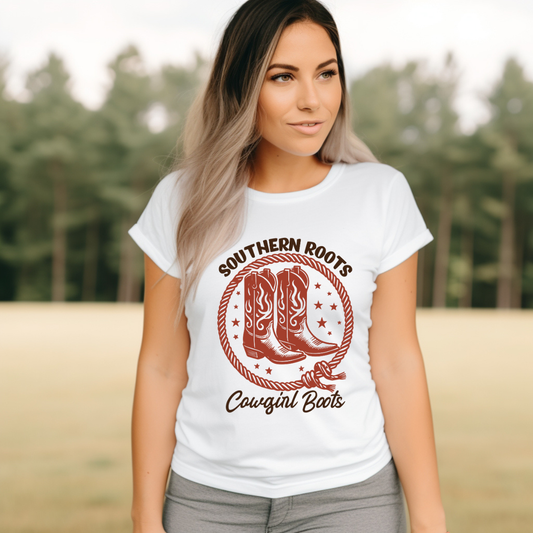 Southern Roots Cowgirl Boots Graphic Tee