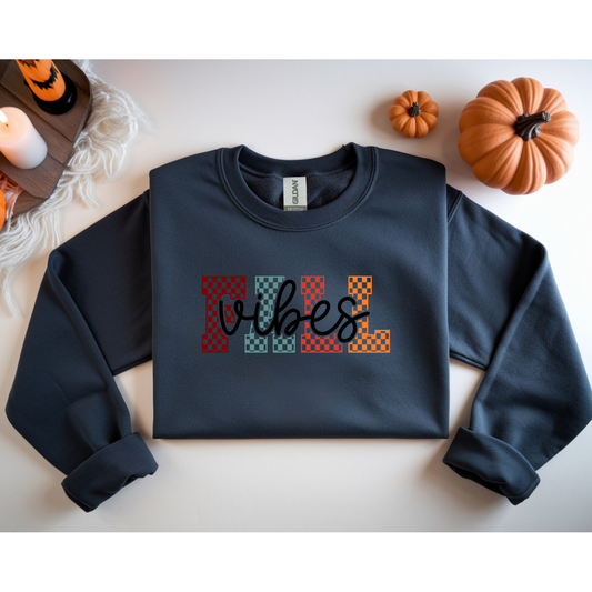 🍁 Fall Vibes Checkerboard Sweatshirt 🍂