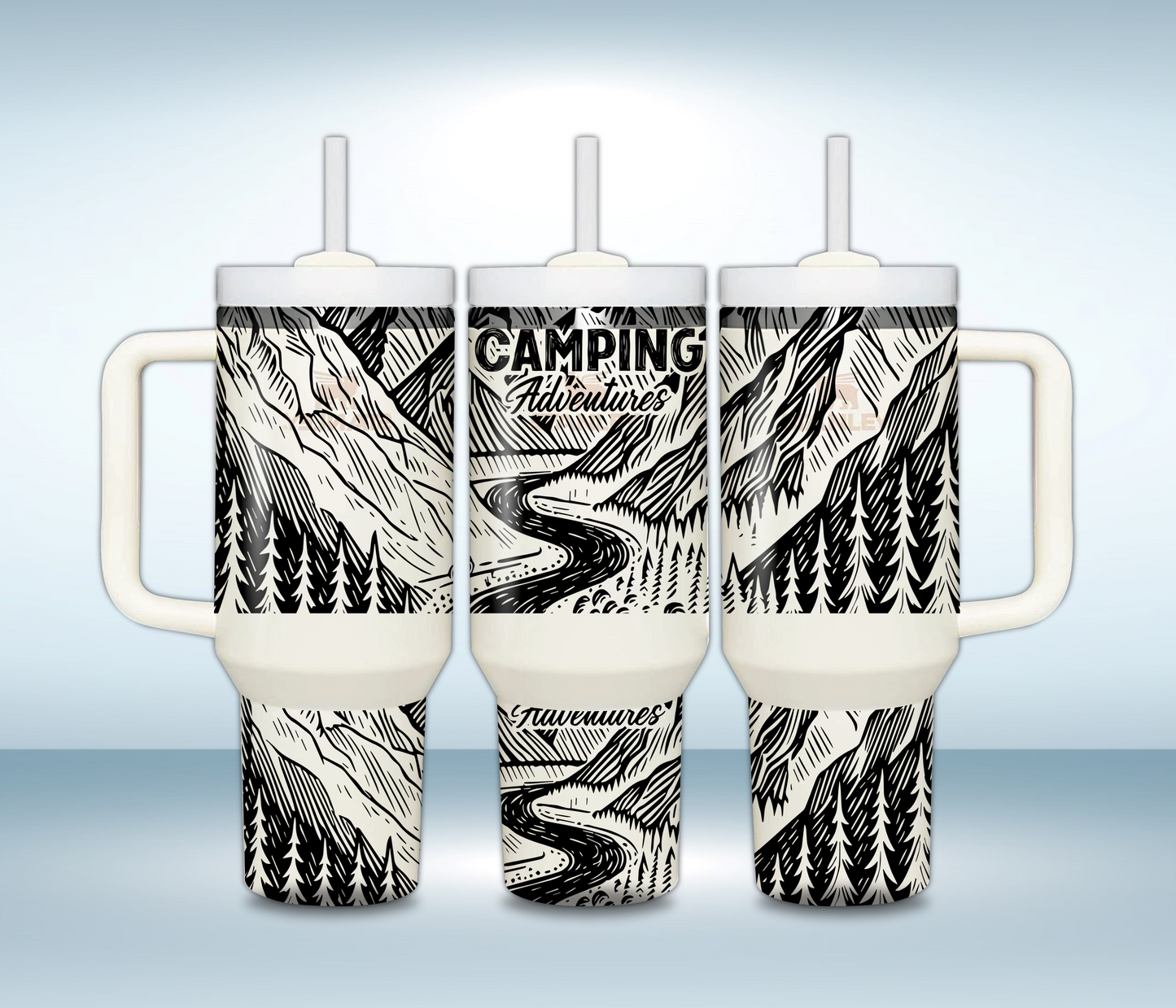 Personalized 40oz Laser Engraved Tumbler – Custom Stainless Steel Insulated Travel Mug with Handle & Straw – Gift for Her or Him