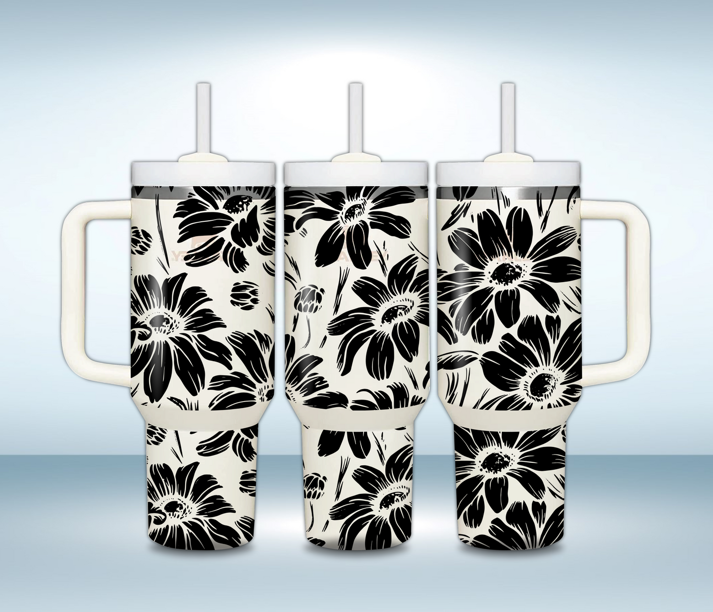 Personalized 40oz Laser Engraved Tumbler – Custom Stainless Steel Insulated Travel Mug with Handle & Straw – Gift for Her or Him