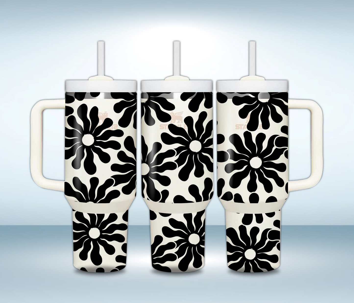 Personalized 40oz Laser Engraved Tumbler – Custom Stainless Steel Insulated Travel Mug with Handle & Straw – Gift for Her or Him