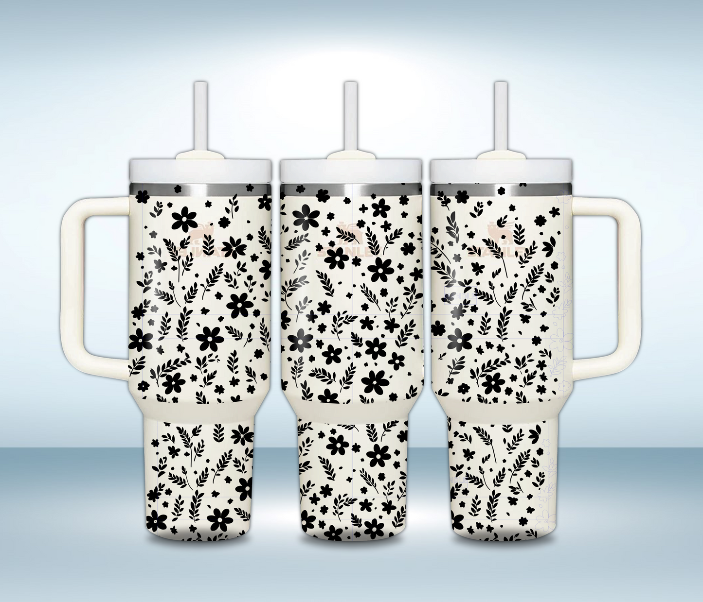 Personalized 40oz Laser Engraved Tumbler – Custom Stainless Steel Insulated Travel Mug with Handle & Straw – Gift for Her or Him