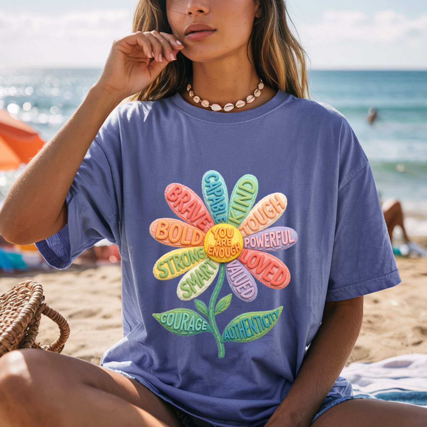 You Are Enough Inspirational Flower Graphic Tee
