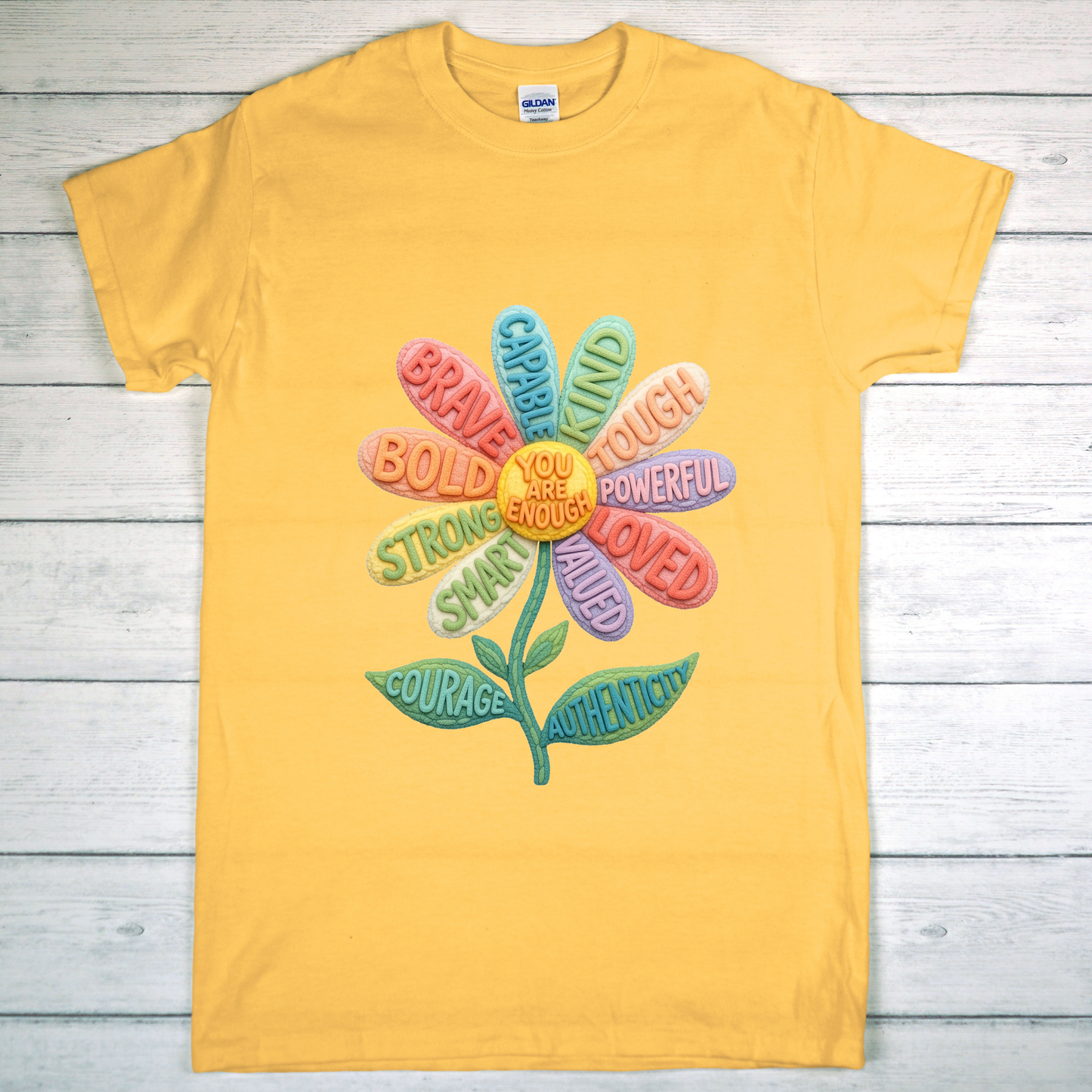 You Are Enough Inspirational Flower Graphic Tee