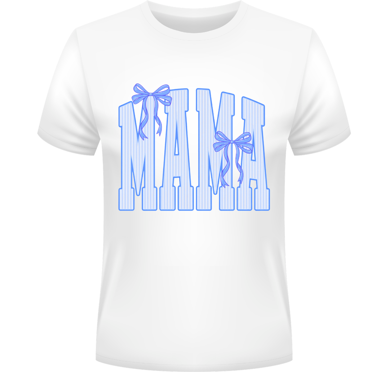 Blue Bow Mama Graphic Tee – Trendy Coquette Mom Shirt