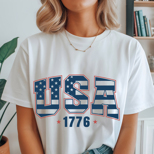 USA 1776 Patriotic Graphic Tee – American Flag Independence Day Shirt