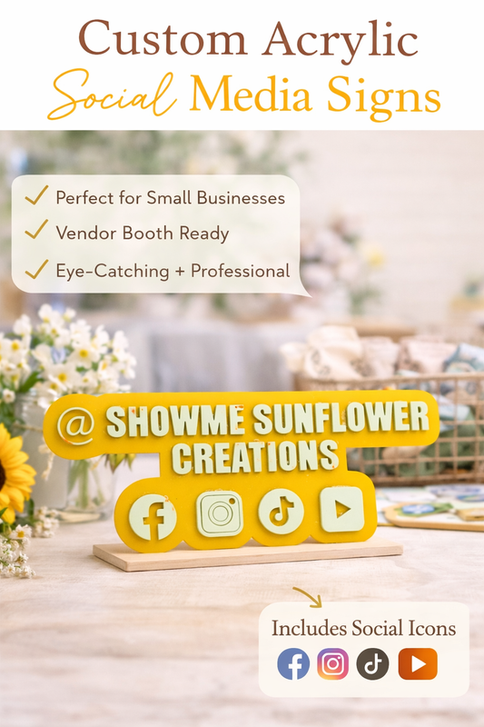 Custom Acrylic Social Media Sign | Business Name Display watermark | Instagram Facebook TikTok Logo Sign