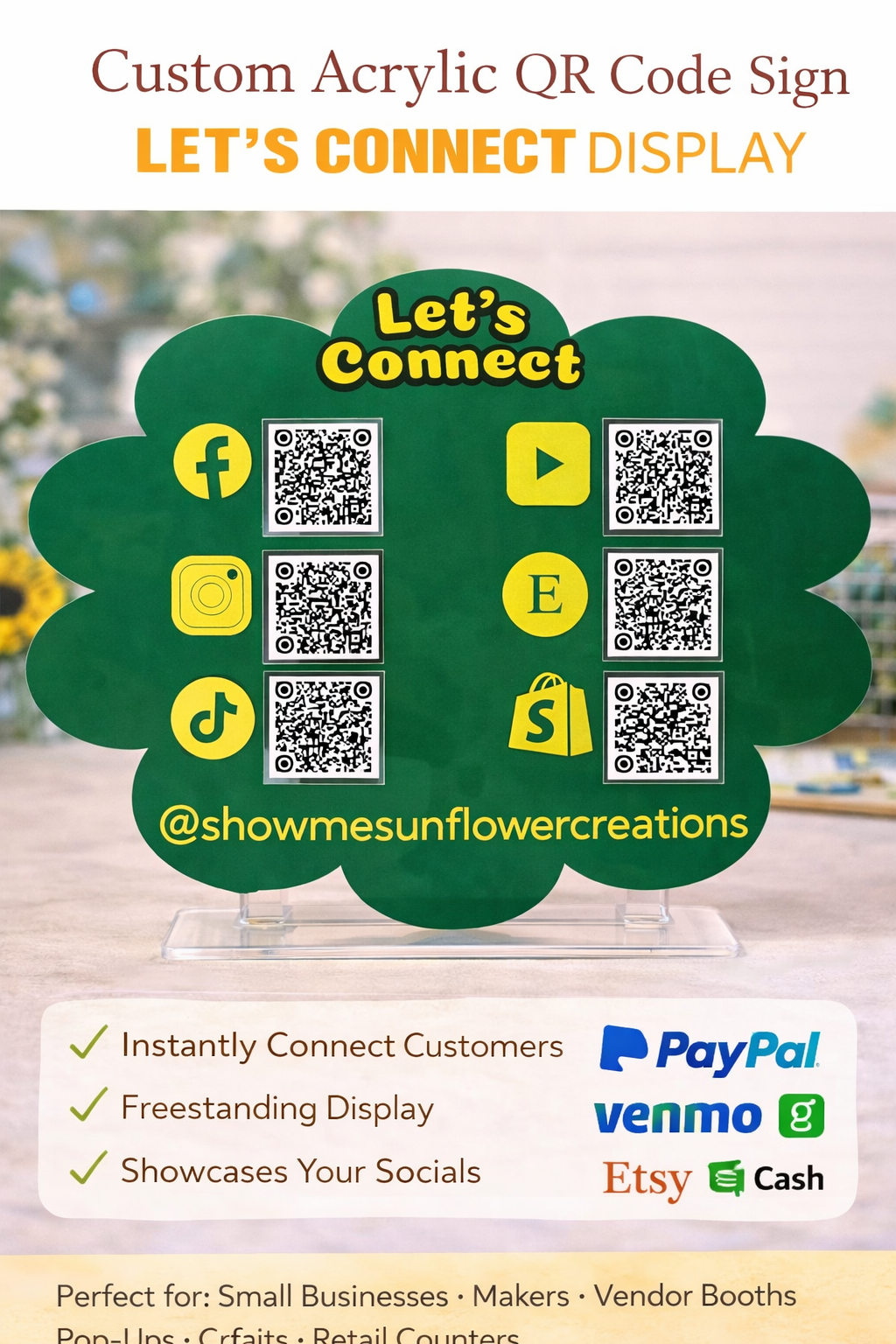 Custom Social Media QR Code Sign – Personalized Business Display