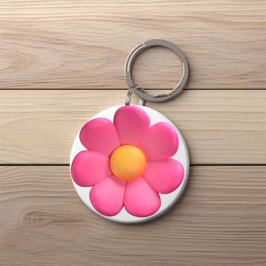 Double-Sided Acrylic Keychain – Pink & Green Daisy Design