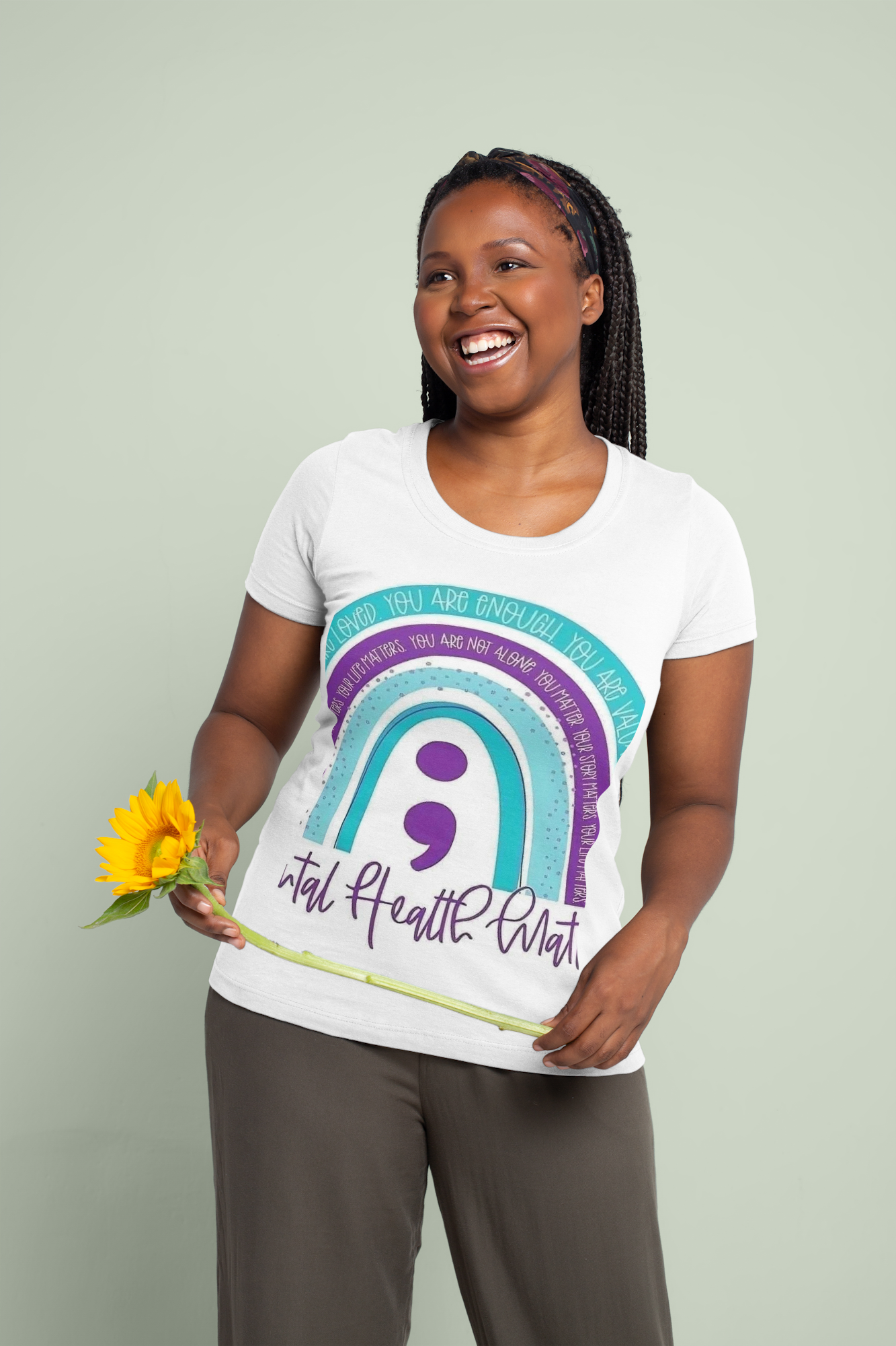 Mental Health Matters Rainbow Semicolon T-Shirt - Spread Awareness & Hope