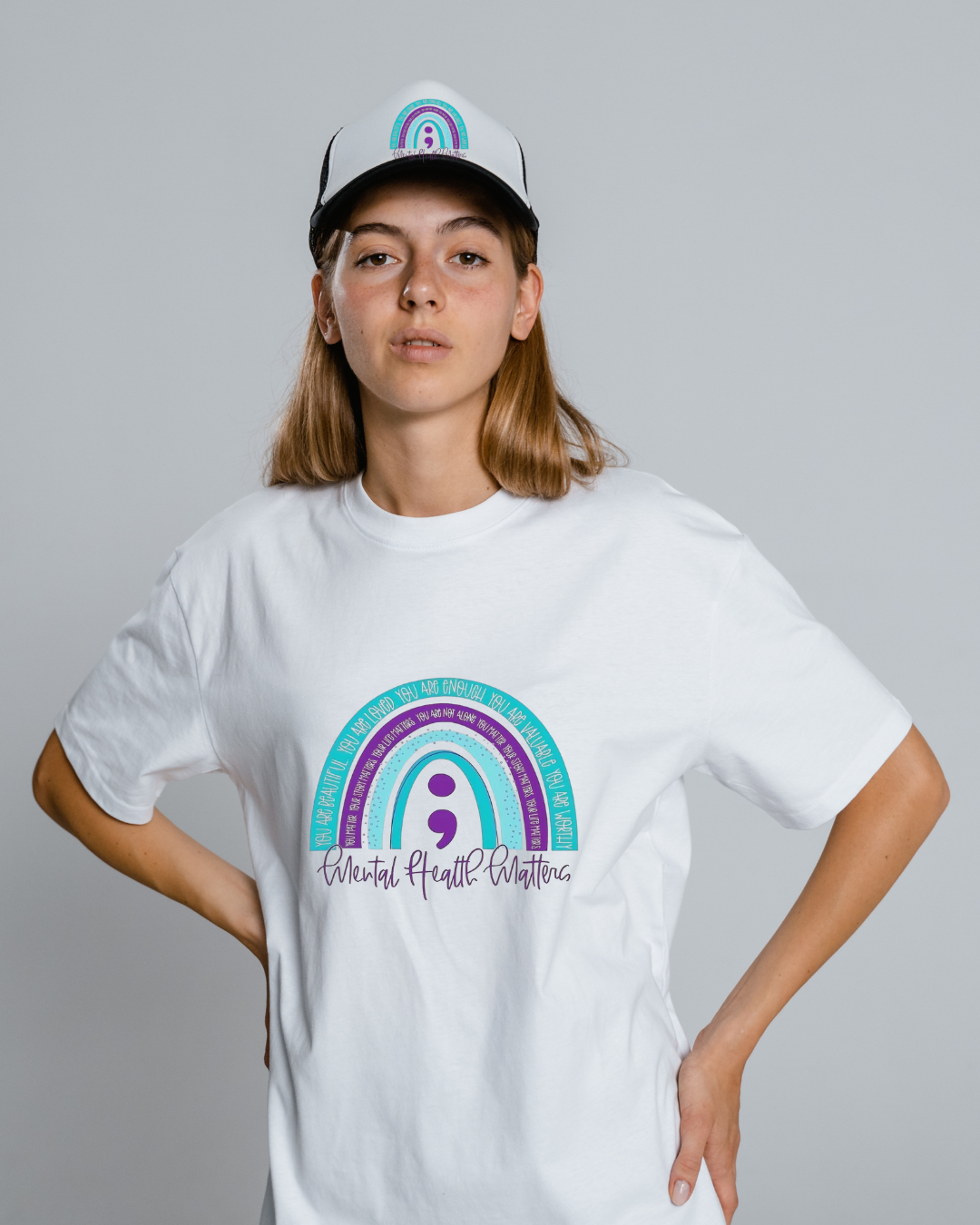 Mental Health Matters Rainbow Semicolon T-Shirt - Spread Awareness & Hope
