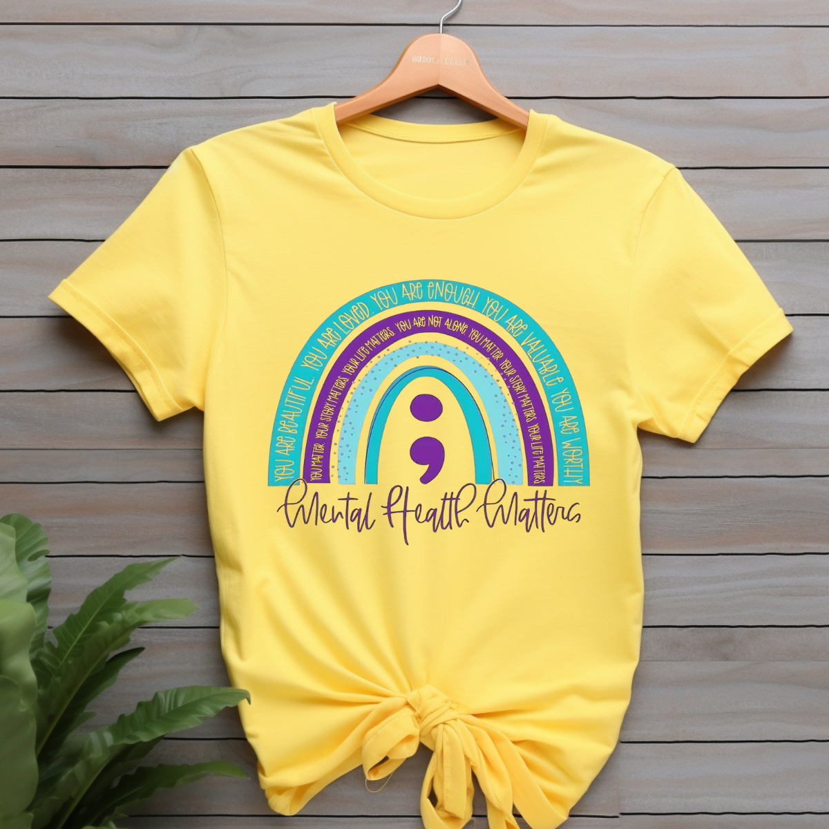 Mental Health Matters Rainbow Semicolon T-Shirt - Spread Awareness & Hope