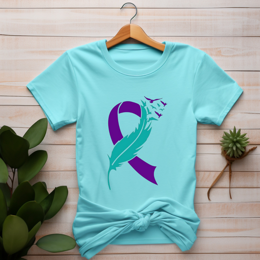 Suicide Prevention Awareness Feather Ribbon Sweatshirt or T-Shirt- Mental Health Matters