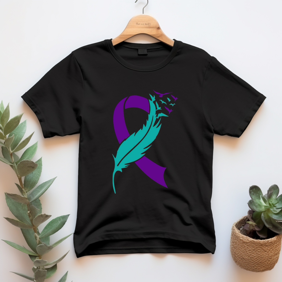 Suicide Prevention Awareness Feather Ribbon Sweatshirt or T-Shirt- Mental Health Matters