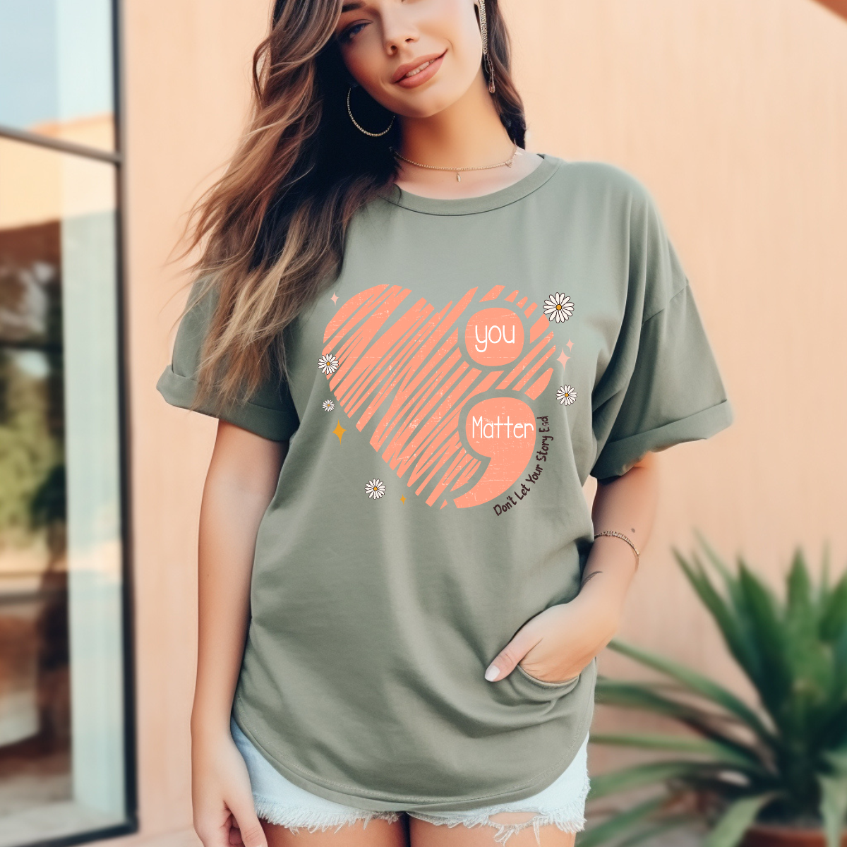 You Matter Don't Let Your Story End Semicolon Sweatshirt or T-Shirt | Mental Health Awareness Crewneck