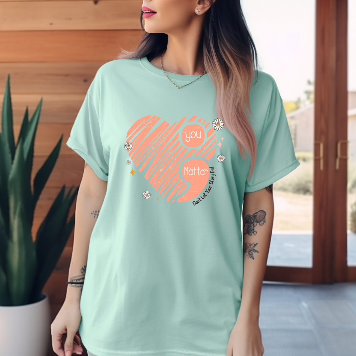 You Matter Don't Let Your Story End Semicolon Sweatshirt or T-Shirt | Mental Health Awareness Crewneck